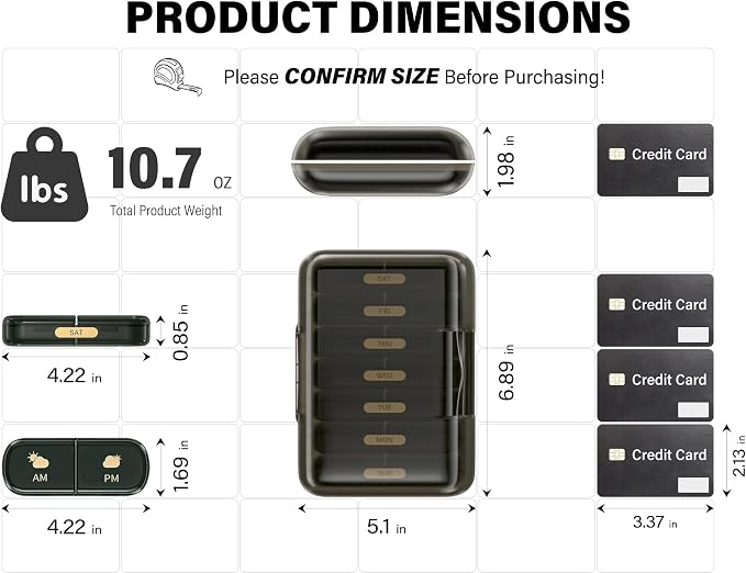 Weekly Pill Organizer 2 Times a Day, 7 Day Pill Box 2 Times, Portable - Image 6