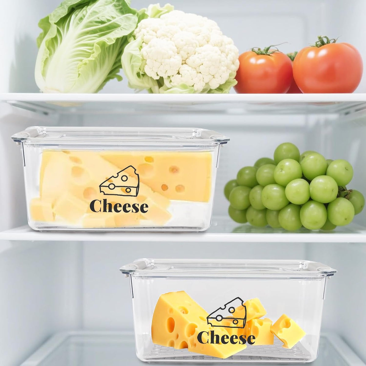 Cheese Holder Food Storage, Airtight Cheese Storage Box with Lid- Non