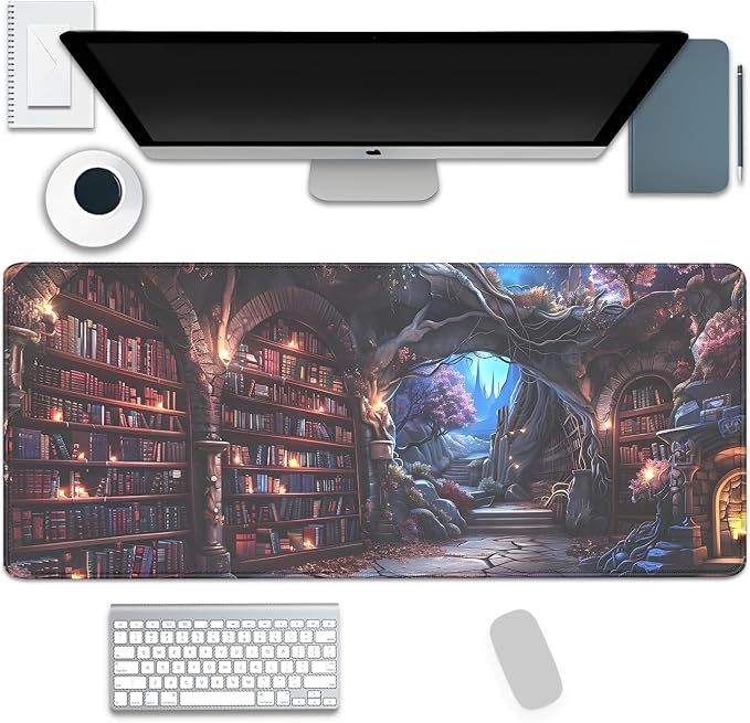 Magic Library Mouse Pad, Mysterious Collection of Books Mousepad Desk Pad by Unknown