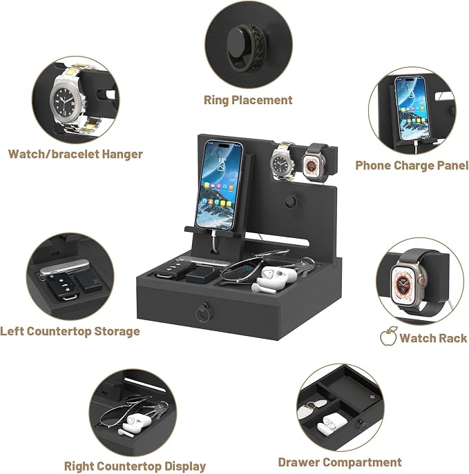 Wood Phone Docking Station, Nightstand Organizer - Image 4