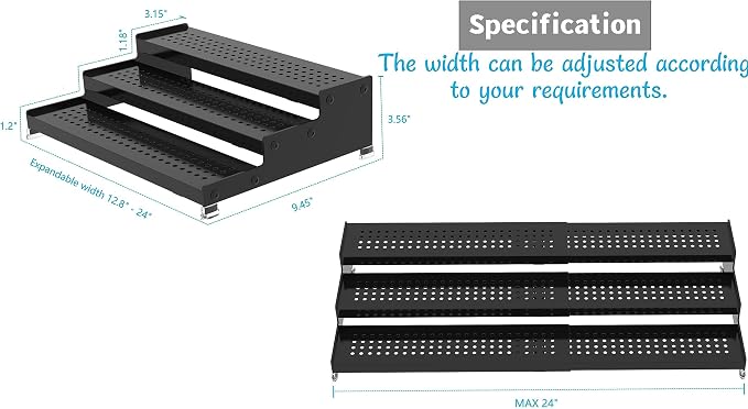 Metal Spice Rack Organizer for Cabinet, 3 Tier Expandable Spice Storage shelf - Image 6