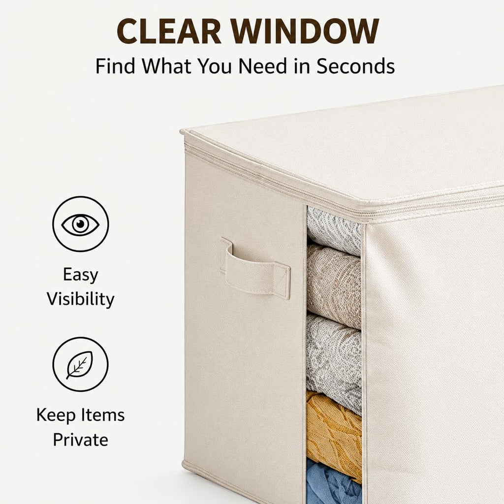 2Pack Canvas Storage Bags for Clothes & Comforters with Clear Window