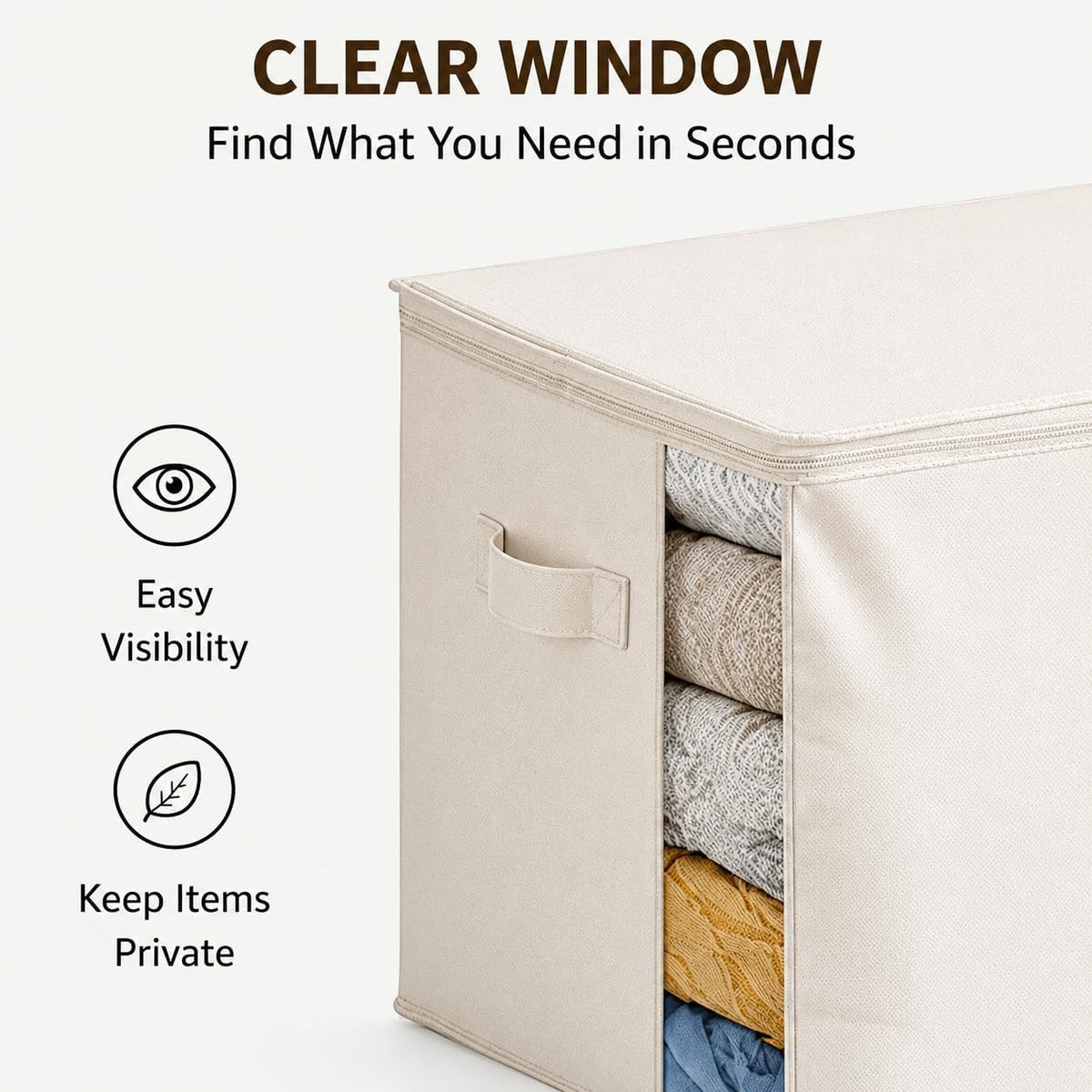 2Pack Canvas Storage Bags for Clothes & Comforters with Clear Window