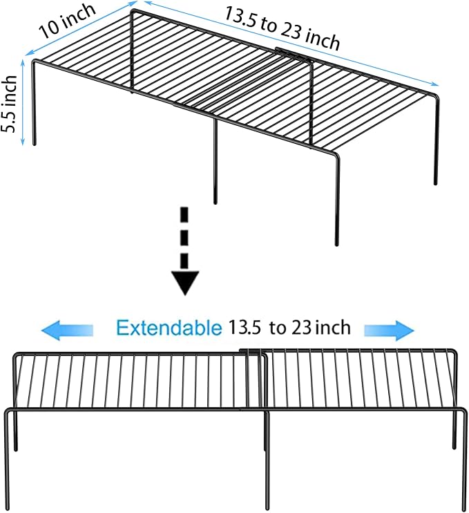 Redrubbit Expandable Metal Rustproof Kitchen Counter and Shelf Rack, 4 Piece - Image 3