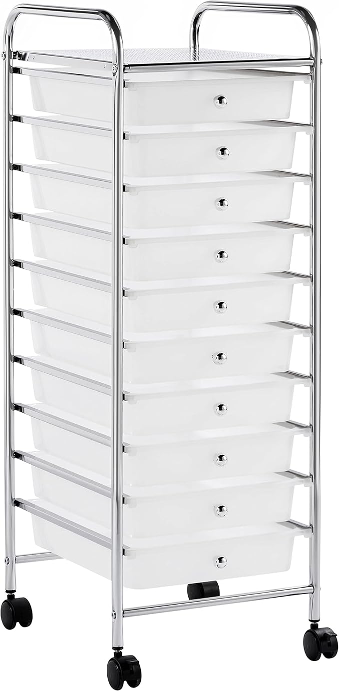 Yaheetech 10 Drawer Cart Rolling Plastic Storage Cart and Organizer by Yaheetech