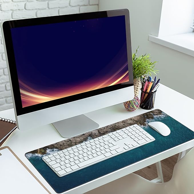 Desk Mat, Sea Waves and Fantastic Coast Gaming Mouse Pad, XXL Extended Mouse - Image 6