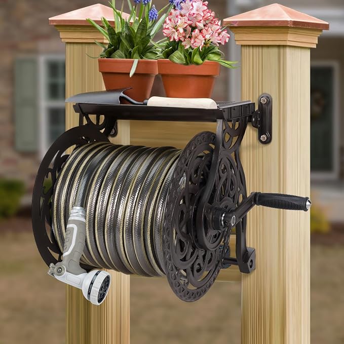 Metal Decorative Garden Hose Reel, Heavy Duty Hose Holder - Image 3