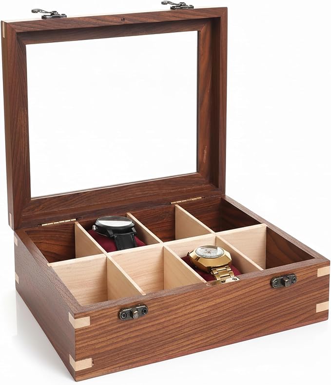 Wooden Watch Box for Men & Women, Watch Organizer & Display Case, Premium by BRAINMART