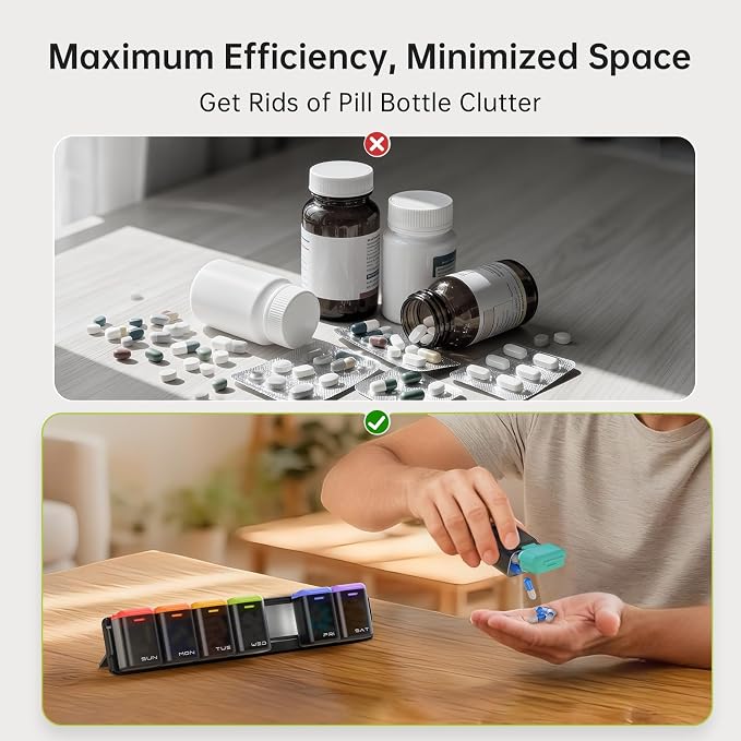 Weekly Pill Organizer Magnetic, Removable Pill Box 7 Day 1 Time a Day, Large - Image 6