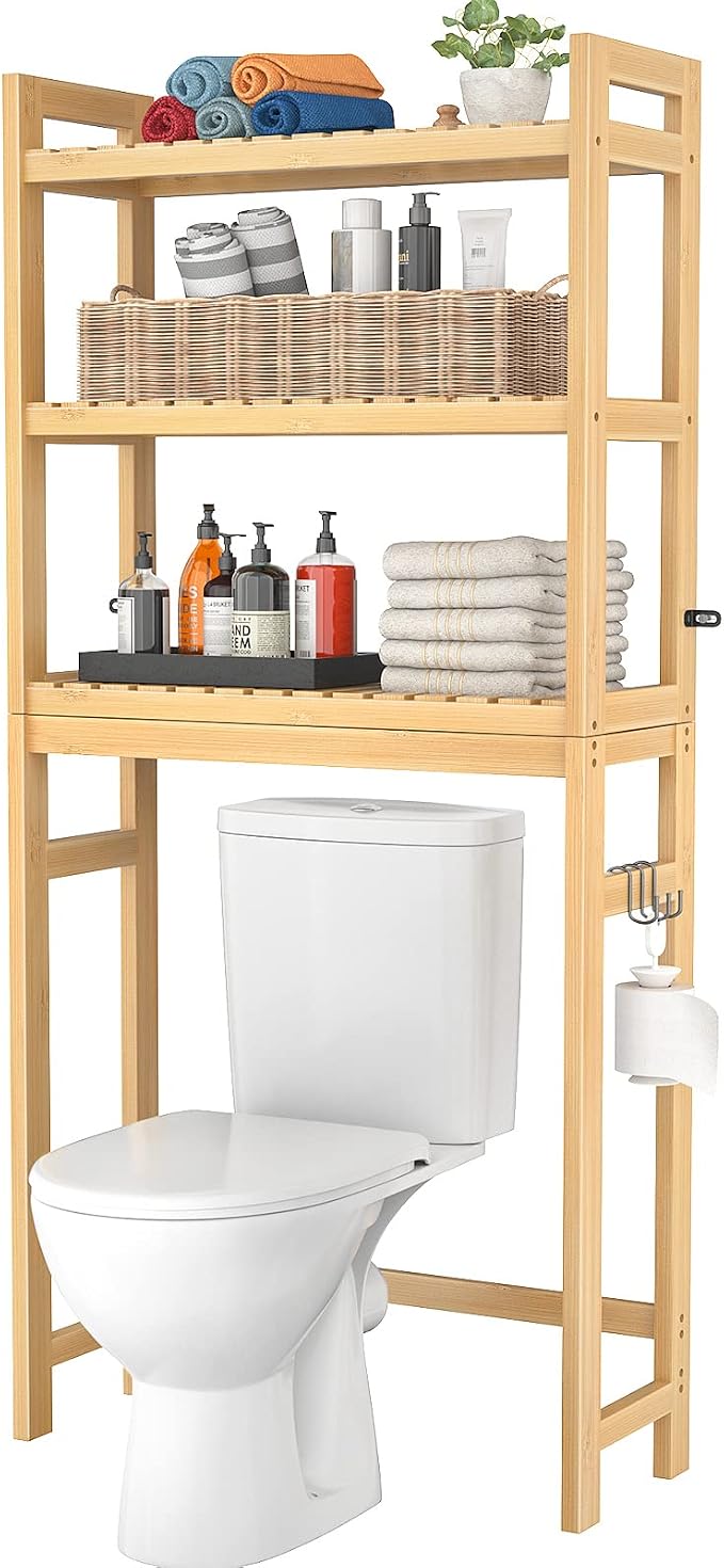 Homykic Over The Toilet Storage, 3-Tier Bamboo Bathroom Shelf by Homykic