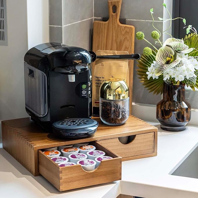 Wooden K Cup Organizer Coffee Pod Storage Box, Coffee Pods and Tea Organizer - Image 5