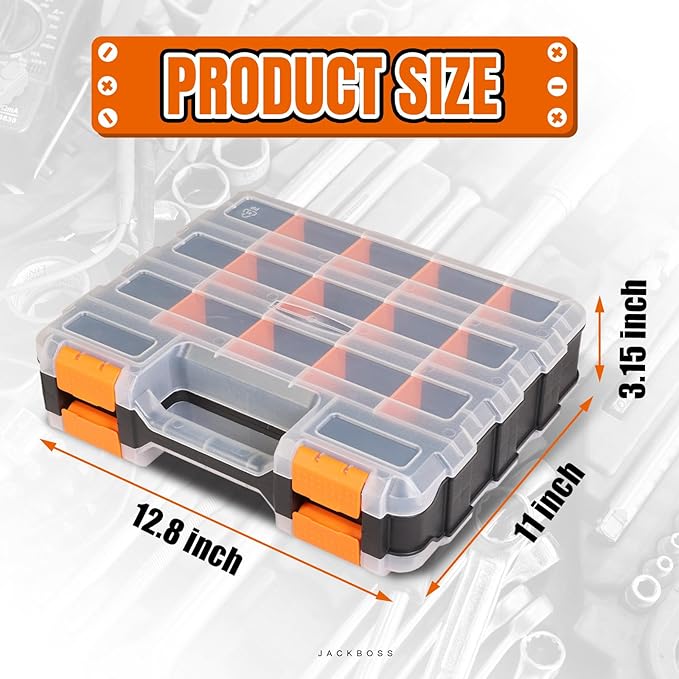 Tool Box with Transparent Lid, Double Side 34-Compartments Organizer Box with - Image 2
