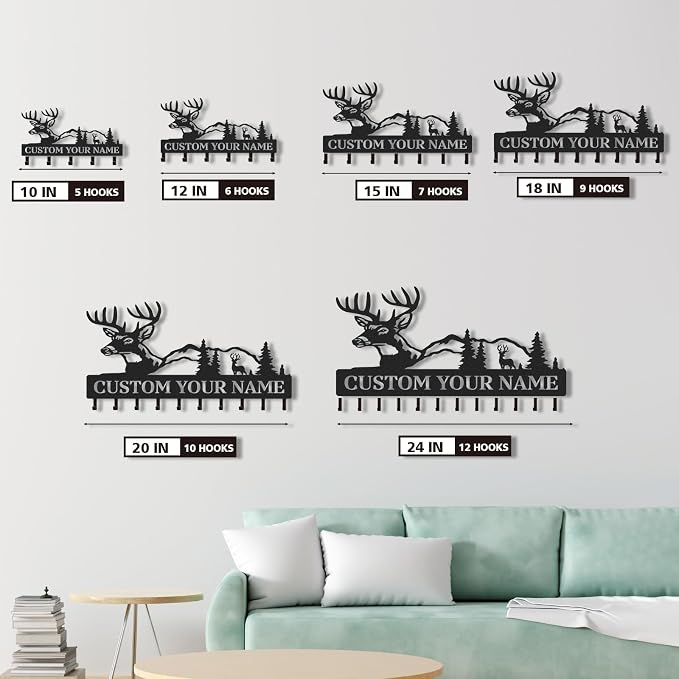 Personalized Key Holder for Wall, Custom Metal Deer Key Hooks - Image 6