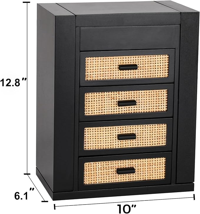Jewelry Organizer, Rattan Jewelry Box, 5 Layer Wooden Jewelry Organizer Box - Image 4