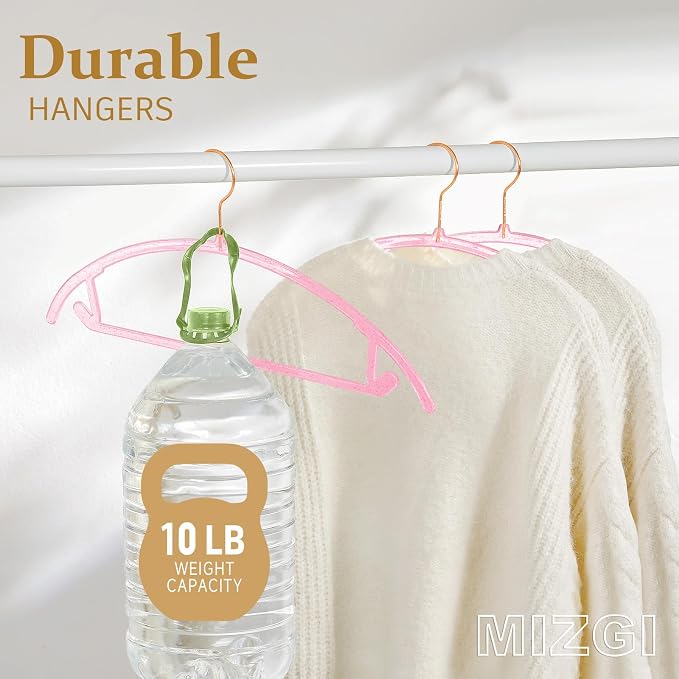 MIZGI Premium Clear Hangers Heavyduty- Pink Acrylic No Shoulder Bump Suit - Image 5