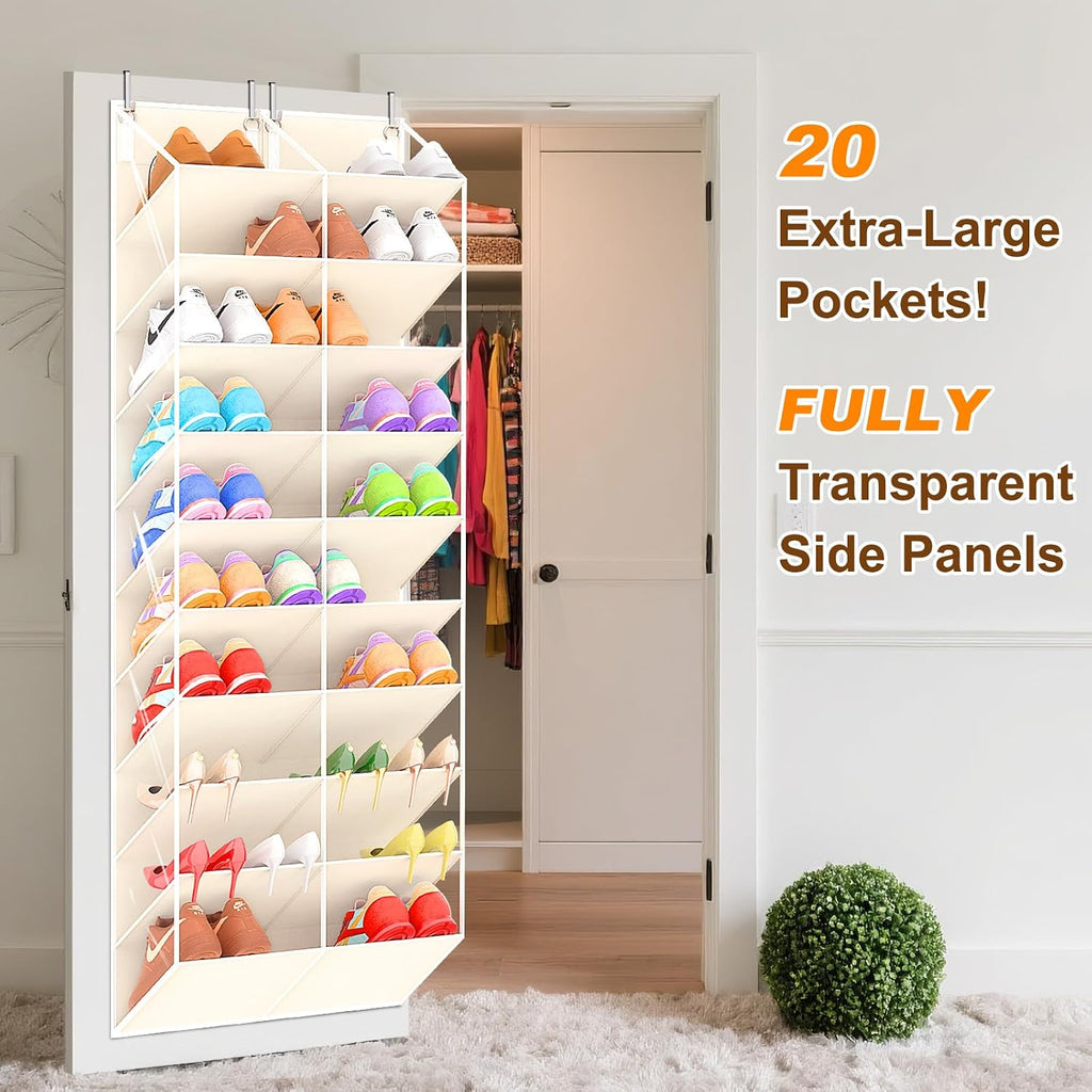 20-30 Pairs Over the Door Shoe Organizer, 10-Tier Door Shoes Rack