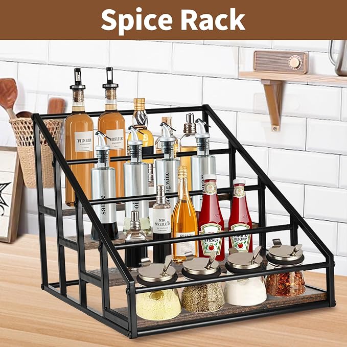 Coffee Syrup Organizer Rack, Liquor Bottle Display Shelf, Spice Racks, 4-Tier - Image 8