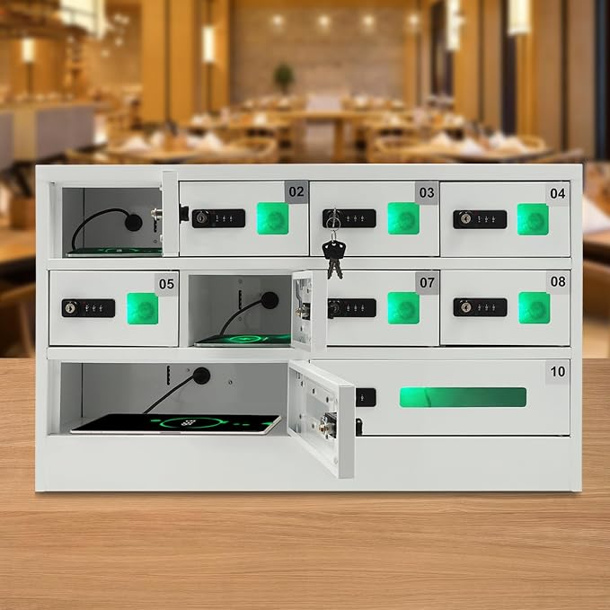 10 Slots Cell Phone Charging Station, Fast Charge Mobile Phone Locker Cabinet - Image 2