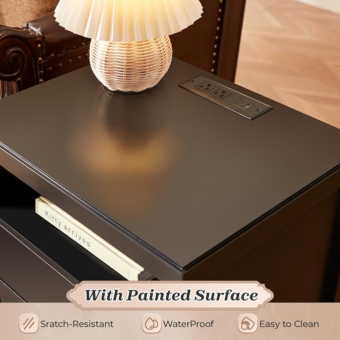 Huuger Black Nightstand Set of 2, Night Stand - Image 8