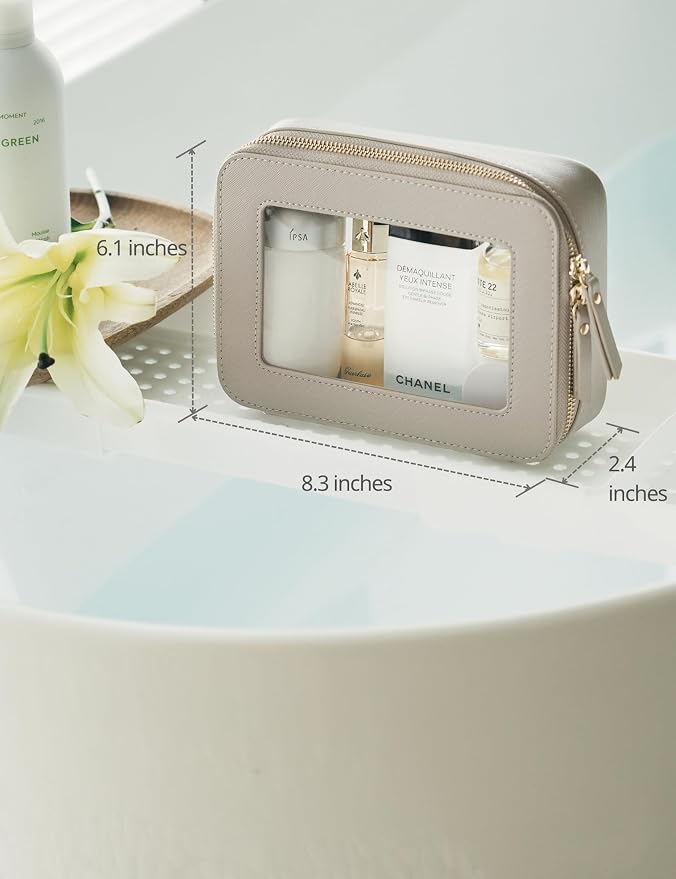 Popvibe Clear Makeup Bag Travel Cosmetic Case Transparent Toiletry Bag - Image 3