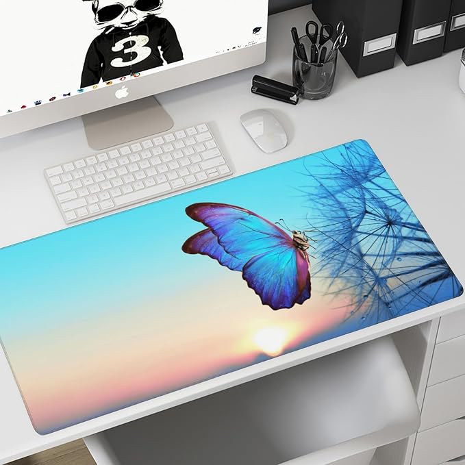 Gaming Mouse Mat Morpho Butterfly and Dandelion Large Mouse Pad Extended Mouse - Image 7