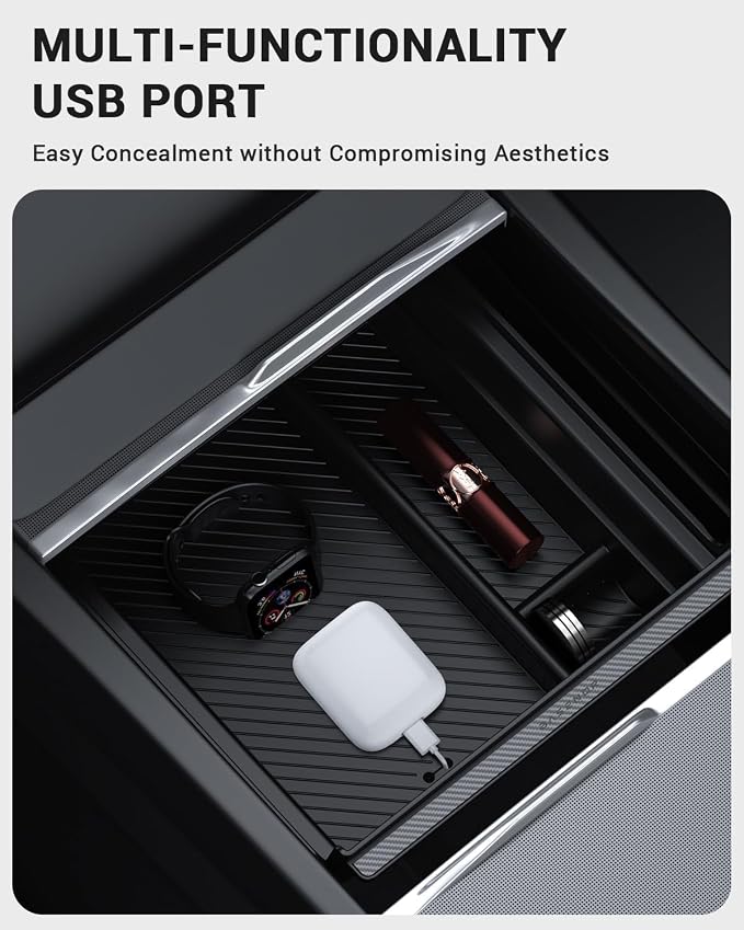 BASENOR 2026 Tesla Model Y Model 3 Center Console Organizer Tray, Hidden - Image 8