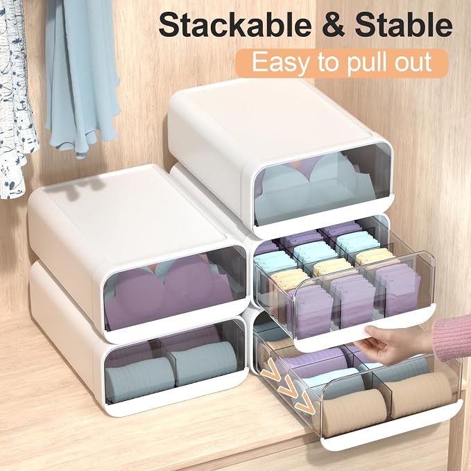 Underwear Organizer Drawer, 10 Cells Plastic Sock Underwear Storage Drawer - Image 4