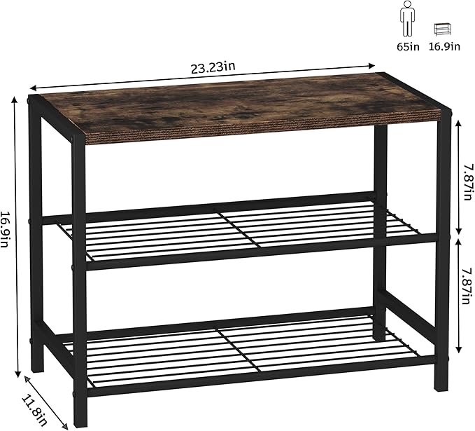 HOMEFORT 3-Tier Shoe Rack, Shoe Storage Shelf, Industrial Shoe Tower, Narrow - Image 3