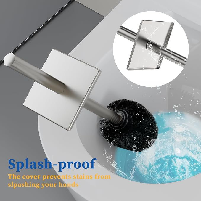 RUACQ Toilet Brush and Holder Set 2pcs, Square Toilet Bowl Brush - Image 4