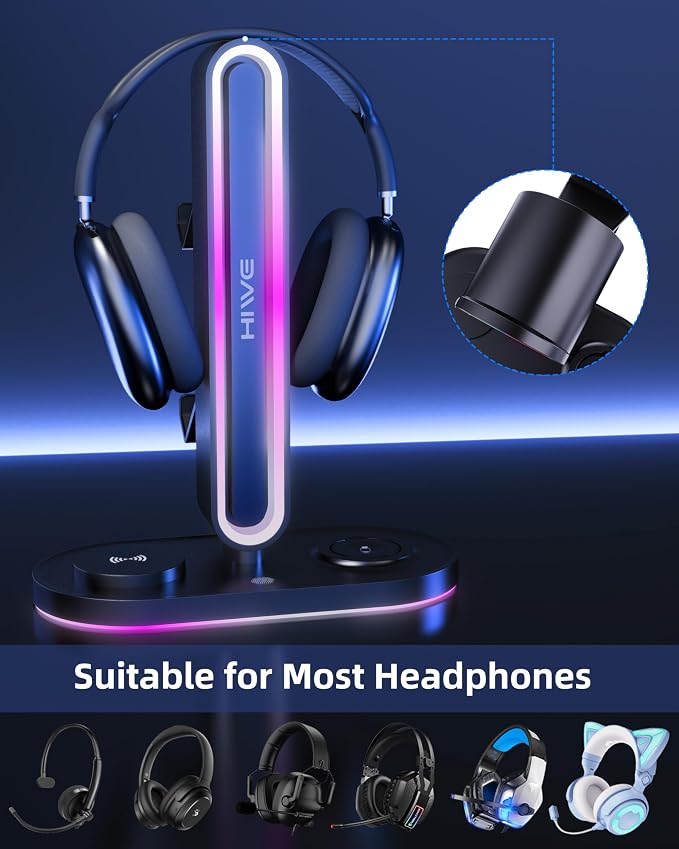 HiWe Universal RGB Gaming Headphone Stand - Image 4