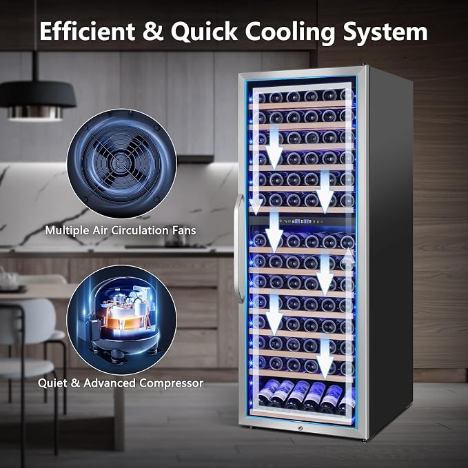 Wine Fridge Freestanding Dual Temperature Zone, Wine Cooler Refrigerator - Image 5