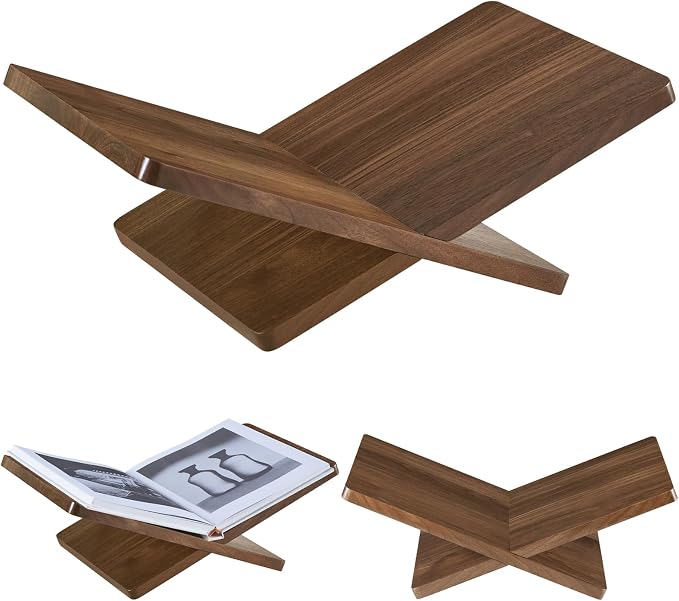Solid Wooden Book Stand for Desktop Display & Reading –15.7" x 9.4" x 5.7” by DECORANYUS