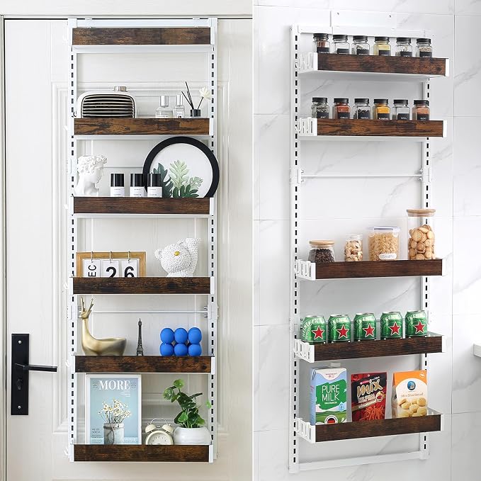 Over-The-Door Organizer – 6-Tier Wooden Pantry Storage Shelf by Unknown