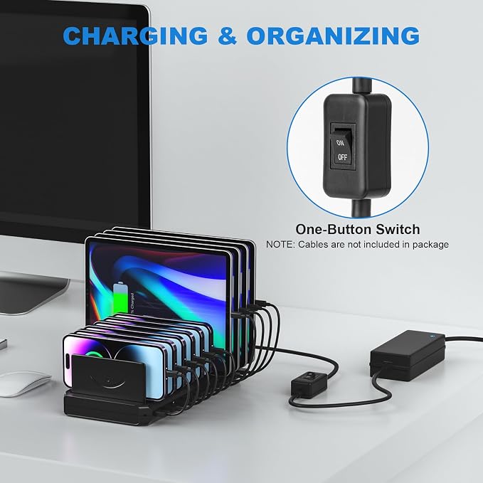 Charging Station for Multiple Devices, Cinlinso 60W 10 Port USB Fast Charging - Image 7