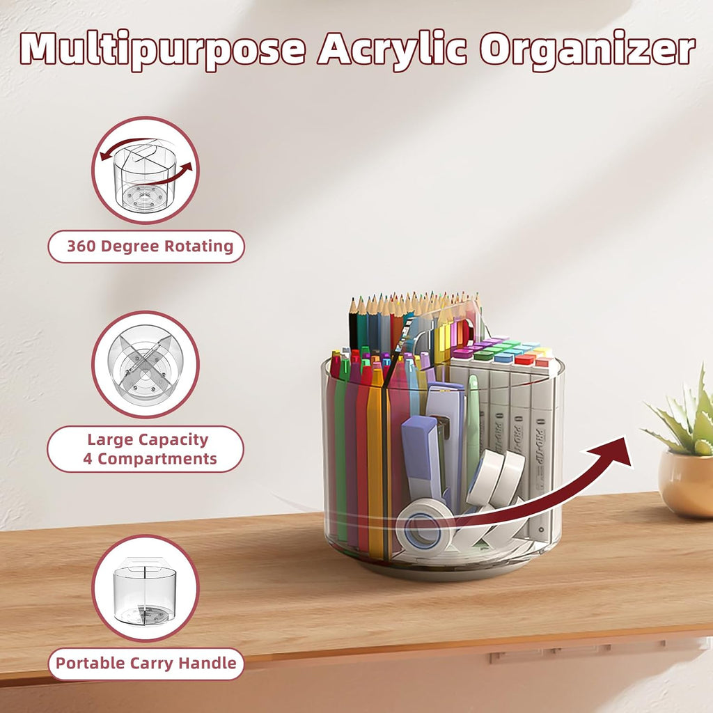 2 Pack Pen Pencil Holder for Kids, Rotating Pen Holder for Desk