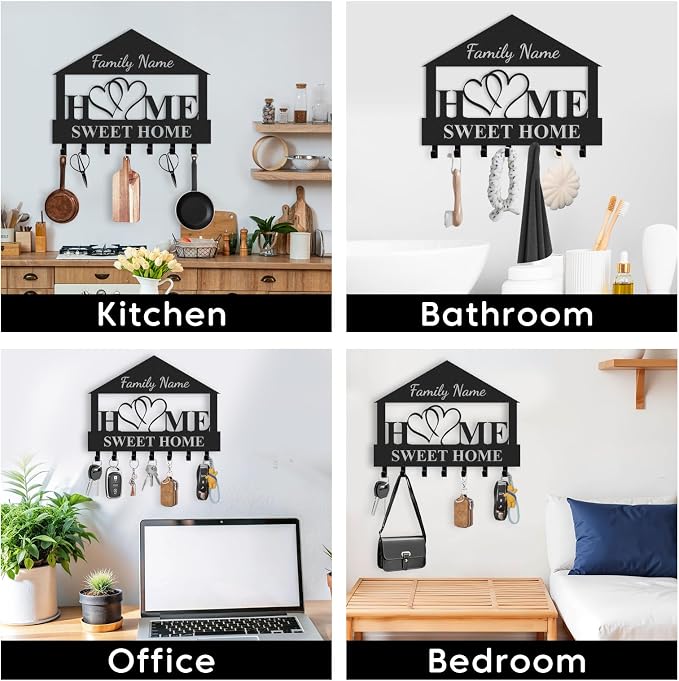 Personalized Key Holder for Wall, Key Holder Wall Mount, Custom Name Coat Rack - Image 7