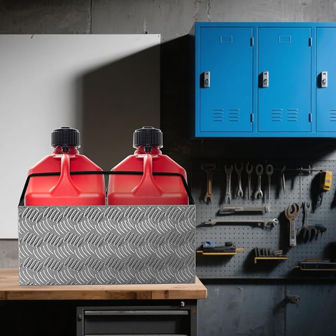 Dual Gas Can Holder Aluminum Motorsport Fuel Storage Rack - Image 4