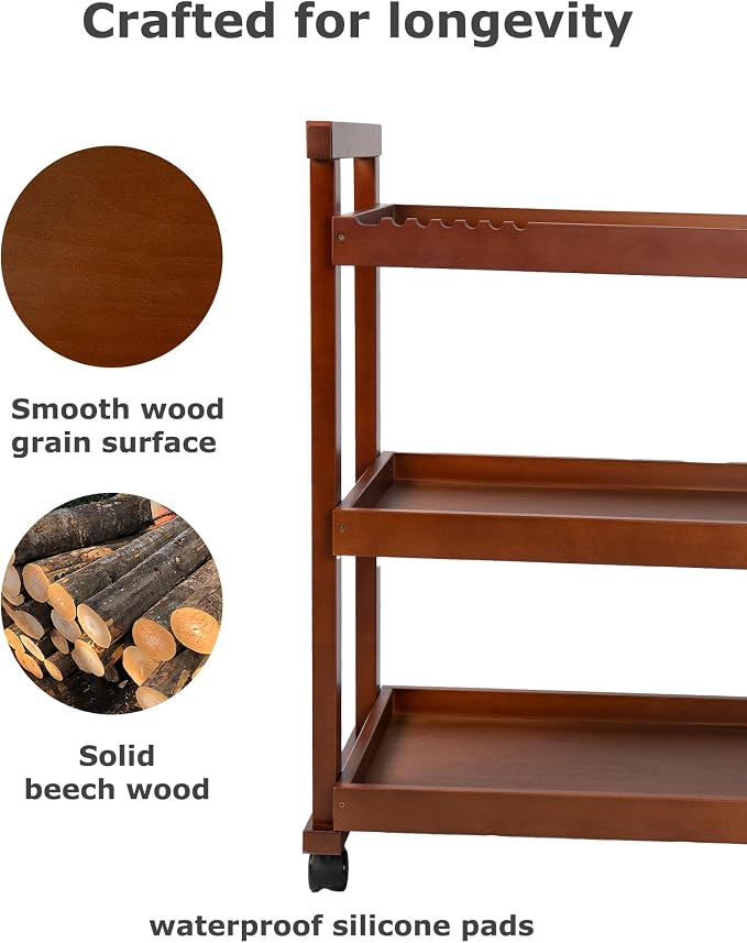 DJAR Rolling Art Supplies Cart, Solid Beech Wood Art Supply Organizert - Image 5
