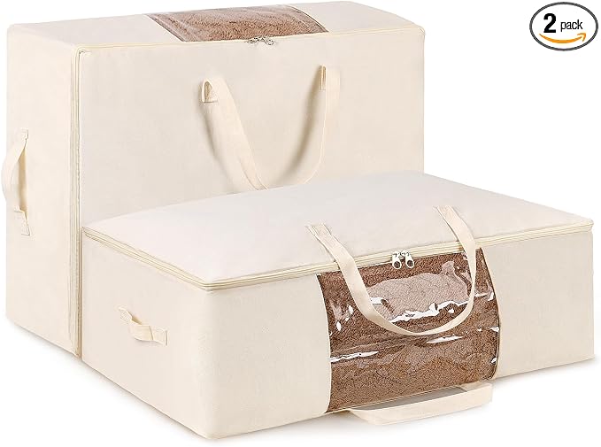 YGEOMER 2 Pack Canvas Blanket Storage Bags by YGEOMER