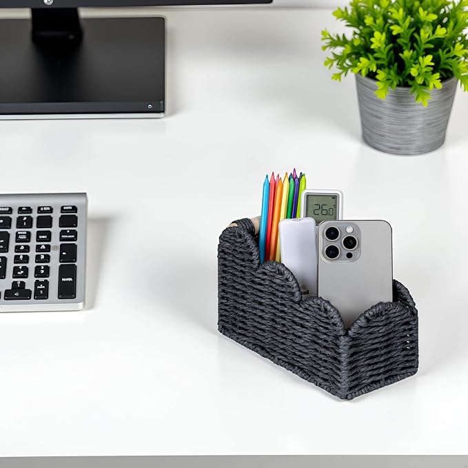 CubesLand Scalloped TV Remote Control Holder Bedside Organizer, Office Desk - Image 5