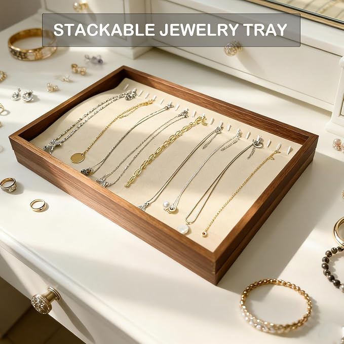 Large Jewelry Trays for Drawers Stackable Velvet Jewelry Display for Vendors - Image 2