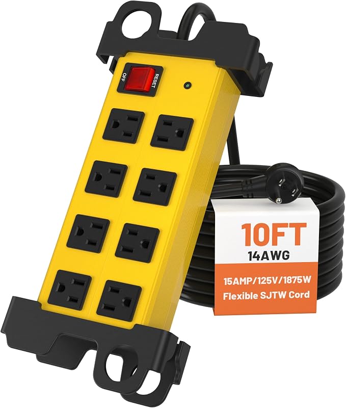 8 Outlet Heavy Duty Power Strip, 2700J Surge Protector by Unknown