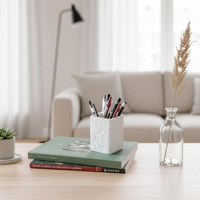 White Stone-Look Toothbrush Holder - Image 8