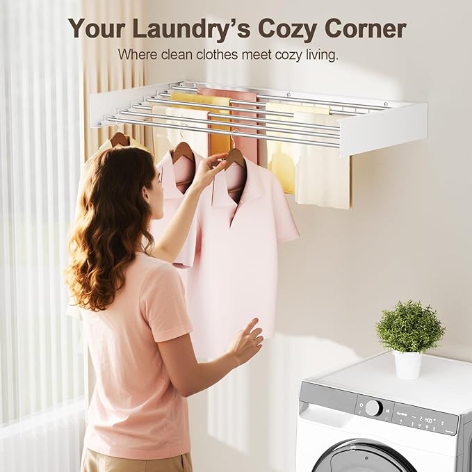 Wall Mounted Clothes Drying Rack Folding Indoor, Foldable Laundry Drying Rack - Image 2