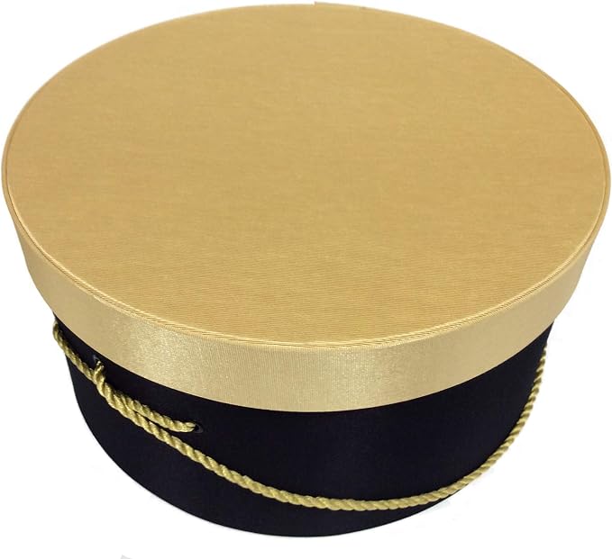 Sarah's Hat Boxes Classic Black/Gold Hat Box – 16.75" x 8.5" Handmade in USA – by SarahsHatBoxes