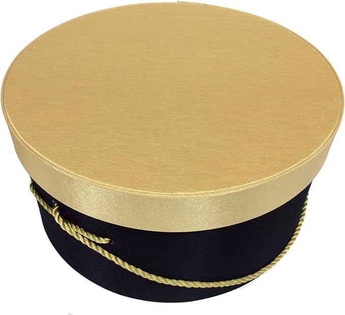 Sarah's Hat Boxes Classic Black/Gold Hat Box – 14.75" x 7.5" Handmade in USA – by SarahsHatBoxes