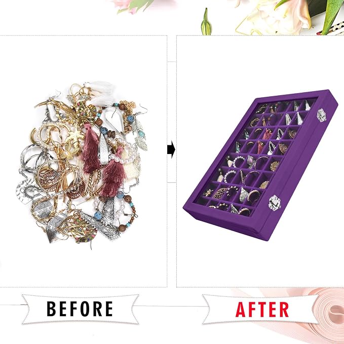 Velvet Jewelry Tray 48 Grid Jewelry Display Tray Organizer Box - Image 5