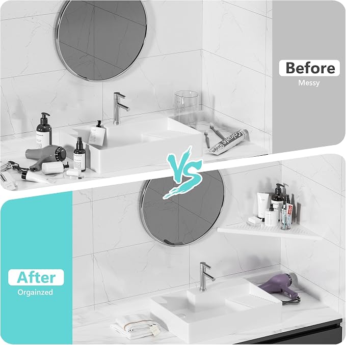 Bathroom Corner Shelf, Recessed 12" Shower Shelf Caddy, SUS304 Stainless Steel - Image 7
