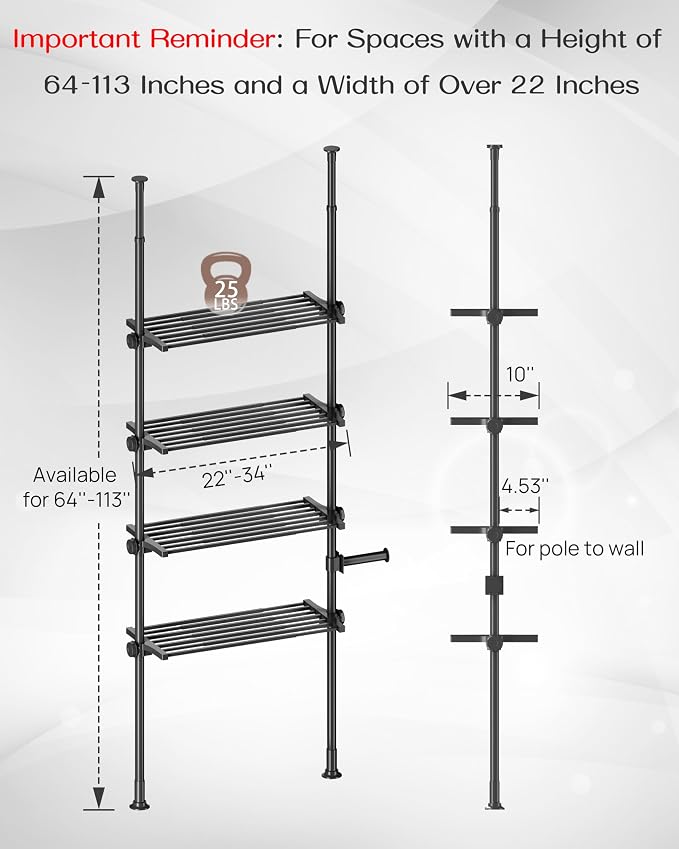 ALLZONE Adjustable Over The Toilet Storage Shelf, 4-Tier Ample Over Toilet - Image 2