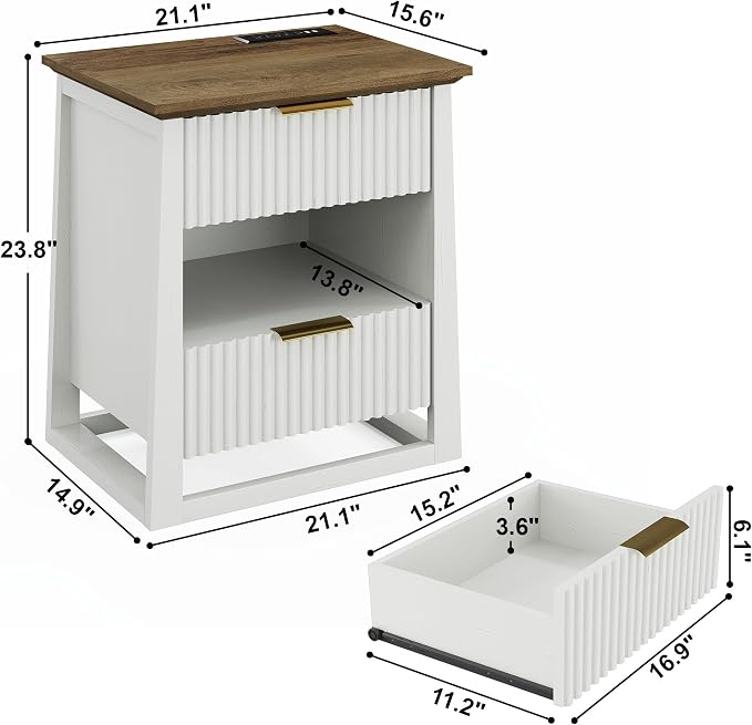 HIFYOBRO Fluted Nightstands - Image 2